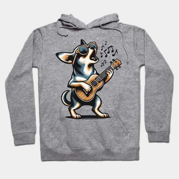 Dog Playing Guitar Singing Chihuahua Funny Dog Mariachi Hoodie by BraaiNinja